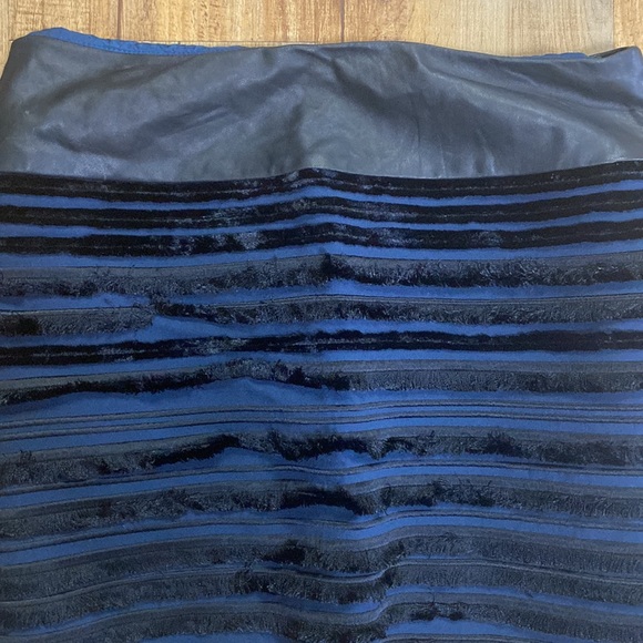 rag & bone Black/blue leather mini skirt with fringe size 2 - Picture 2 of 8